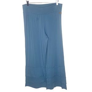Matilda Jane Womens Tutti Frutti Finn Pants Blue Pull On Wide Leg Tiered Sz XXL